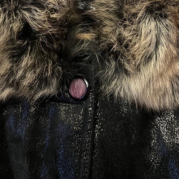 Vintage 90s Elegant Maxi Faux-Fur Coat Dark Chocolate Brown - Picture 9 of 14